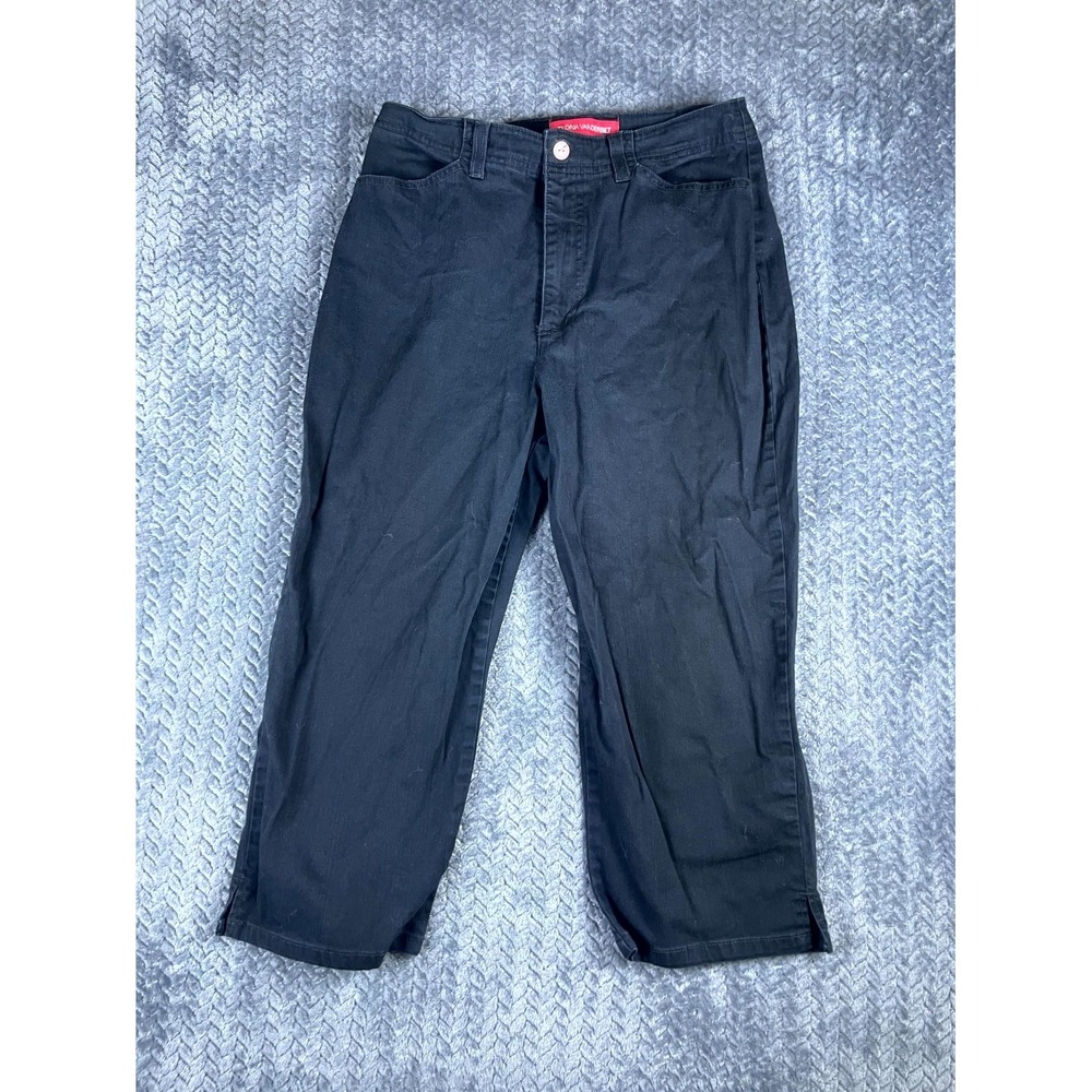 Gloria Vanderbilt Capri Pants Womens 10 Black Cotton High Rise Straight Leg